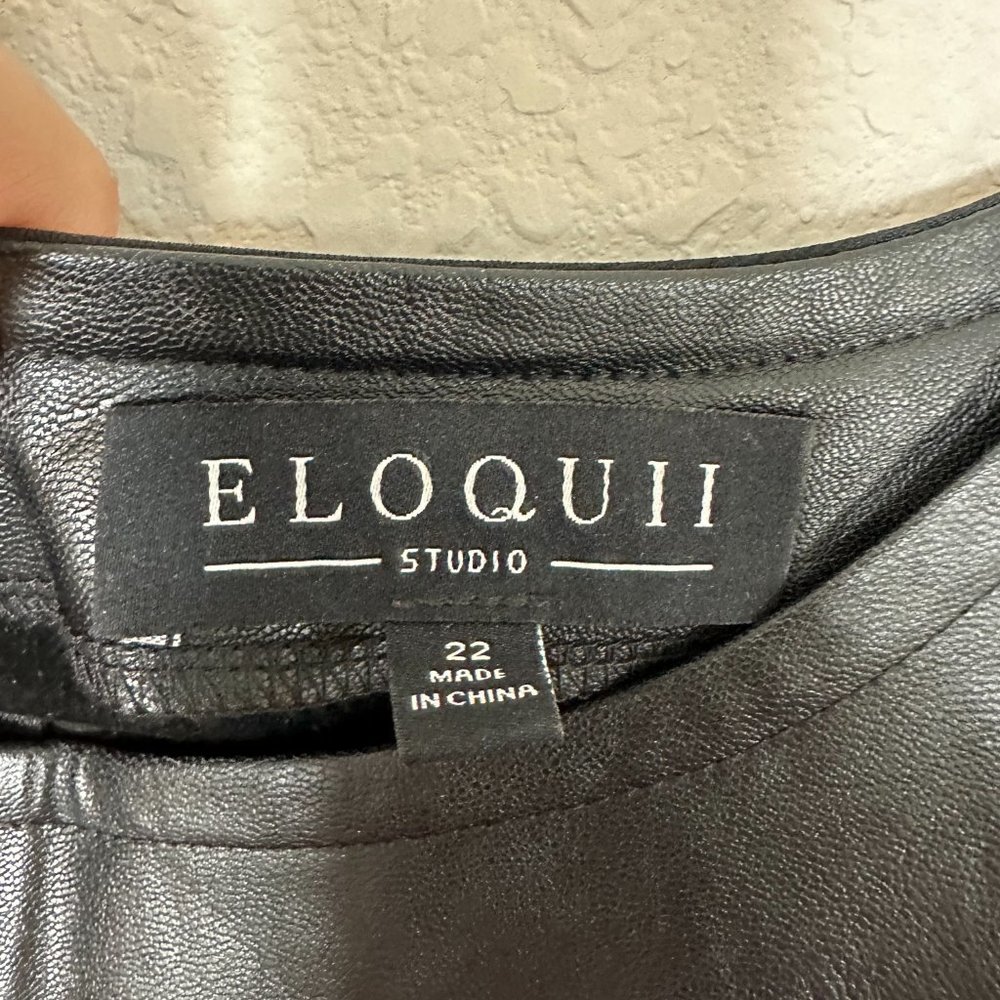 Eloquii Studio Faux Leather Short Sleeve Dress with Tie - Picture 4 of 4